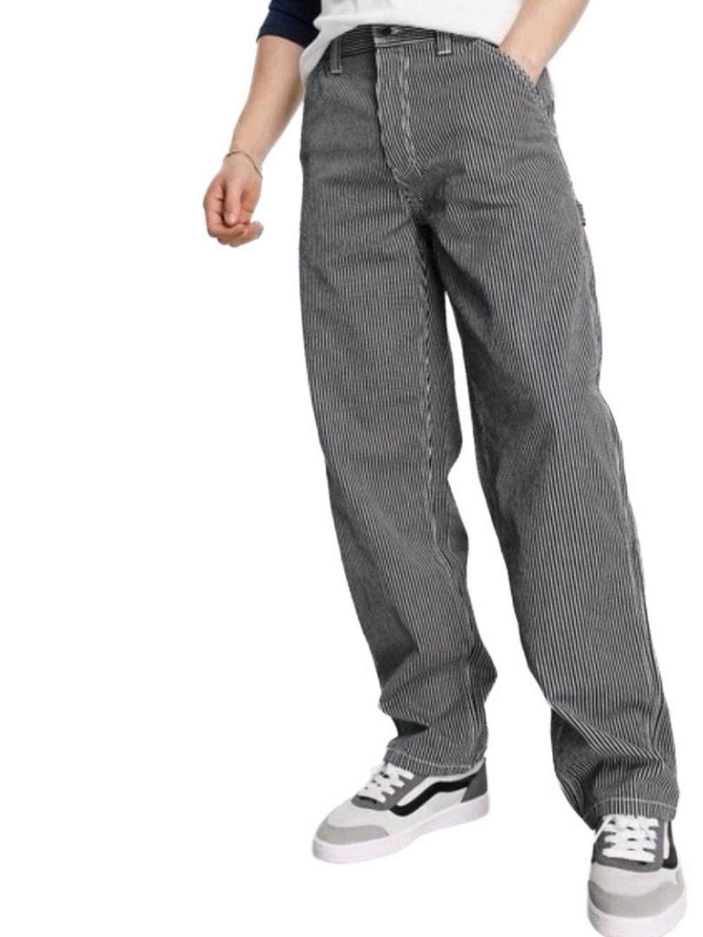 VANS Pants Men 28 Blue Loose Drill Chore Carpenter Streetwear Stripe Skater Punk